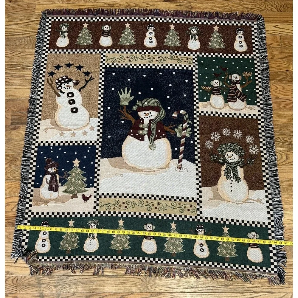 Snowman Tapestry Blanket Winter Scene 52